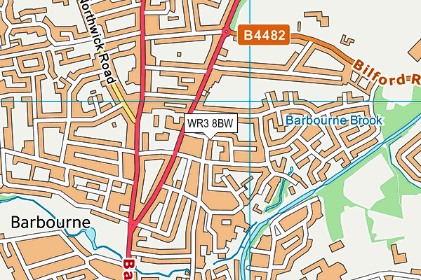 WR3 8BW map - OS VectorMap District (Ordnance Survey)