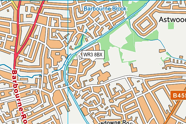 WR3 8BX map - OS VectorMap District (Ordnance Survey)