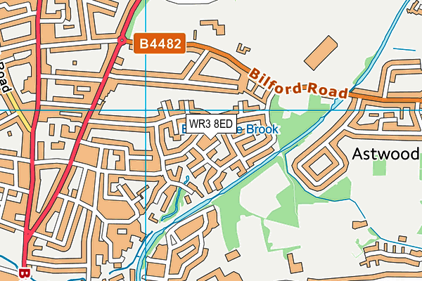 WR3 8ED map - OS VectorMap District (Ordnance Survey)