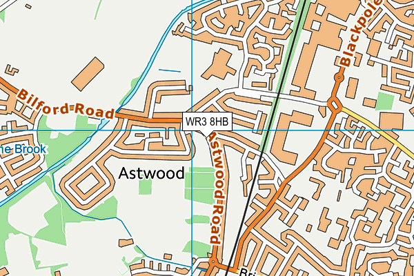 WR3 8HB map - OS VectorMap District (Ordnance Survey)