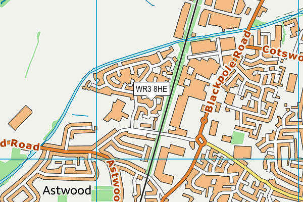WR3 8HE map - OS VectorMap District (Ordnance Survey)