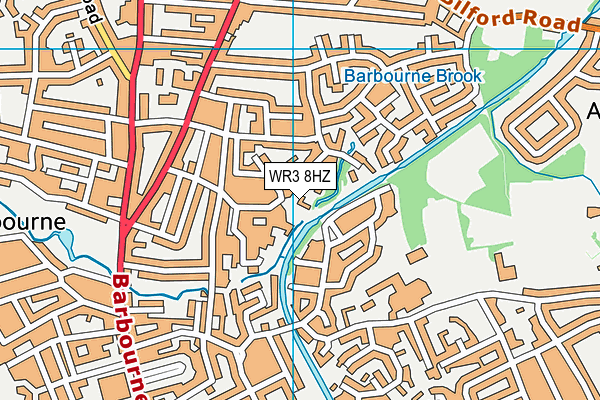 WR3 8HZ map - OS VectorMap District (Ordnance Survey)