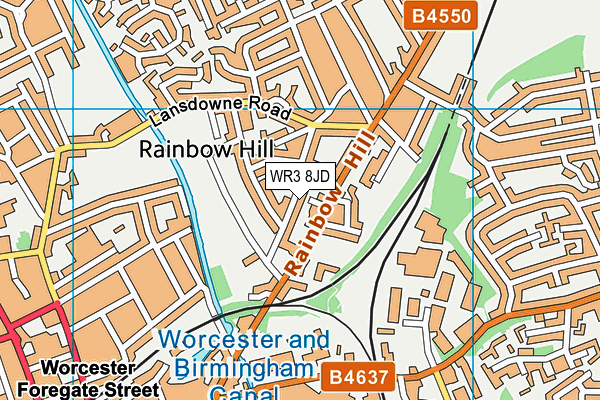 WR3 8JD map - OS VectorMap District (Ordnance Survey)