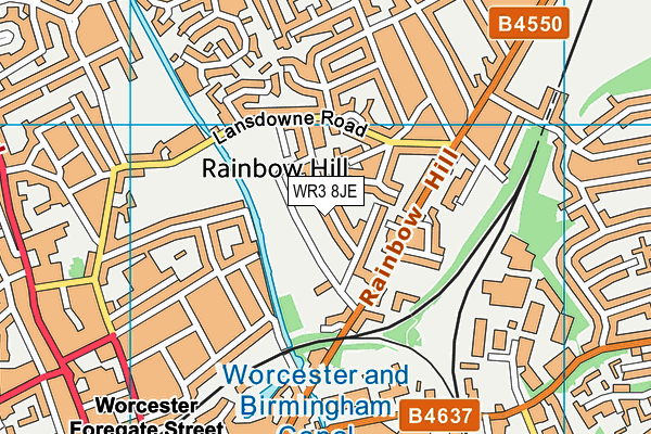 WR3 8JE map - OS VectorMap District (Ordnance Survey)