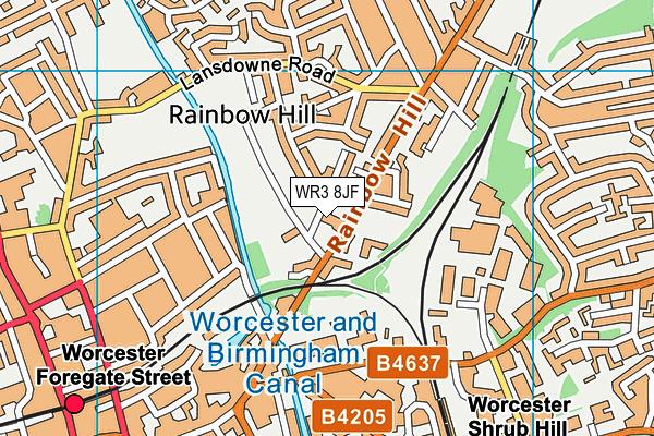 WR3 8JF map - OS VectorMap District (Ordnance Survey)