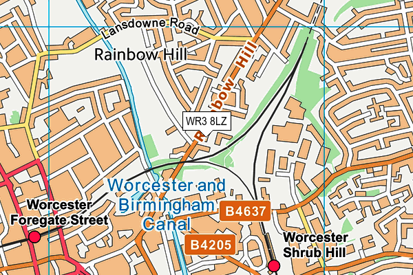 WR3 8LZ map - OS VectorMap District (Ordnance Survey)