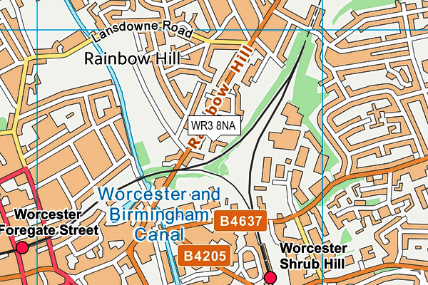 WR3 8NA map - OS VectorMap District (Ordnance Survey)