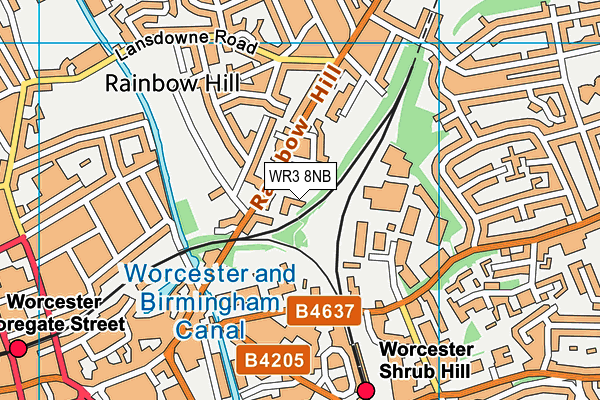 WR3 8NB map - OS VectorMap District (Ordnance Survey)