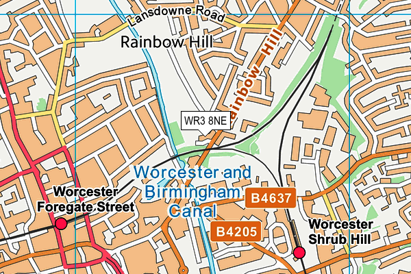WR3 8NE map - OS VectorMap District (Ordnance Survey)