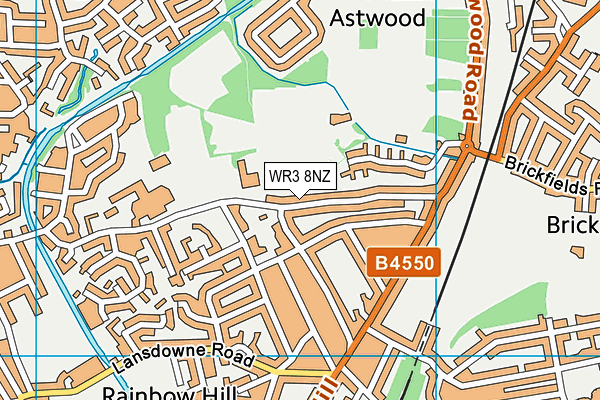 WR3 8NZ map - OS VectorMap District (Ordnance Survey)