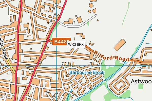 WR3 8PX map - OS VectorMap District (Ordnance Survey)