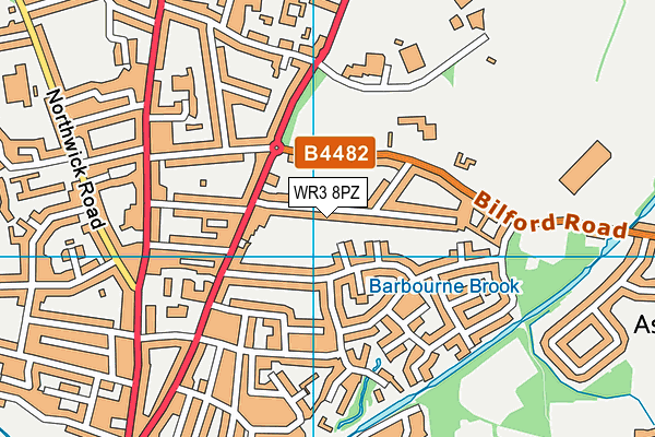 WR3 8PZ map - OS VectorMap District (Ordnance Survey)