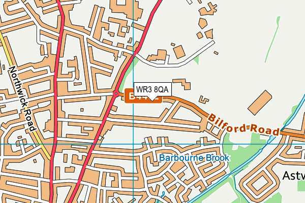 Bilford Road Corner map (WR3 8QA) - OS VectorMap District (Ordnance Survey)