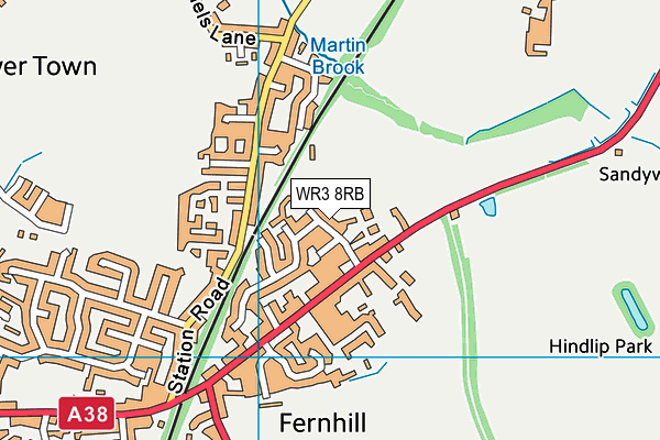 WR3 8RB map - OS VectorMap District (Ordnance Survey)