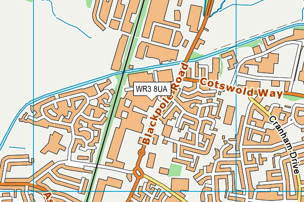 WR3 8UA map - OS VectorMap District (Ordnance Survey)