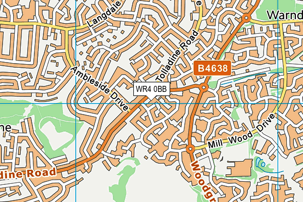 WR4 0BB map - OS VectorMap District (Ordnance Survey)