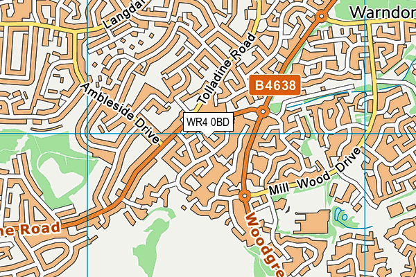 WR4 0BD map - OS VectorMap District (Ordnance Survey)