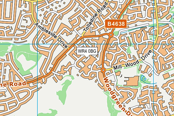 WR4 0BG map - OS VectorMap District (Ordnance Survey)
