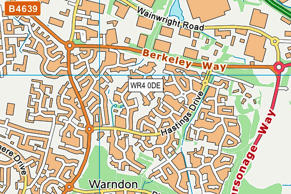 WR4 0DE map - OS VectorMap District (Ordnance Survey)