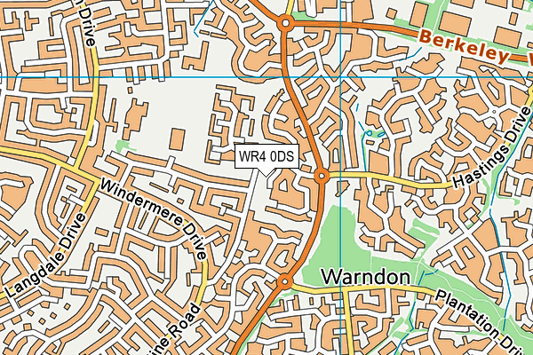 WR4 0DS map - OS VectorMap District (Ordnance Survey)