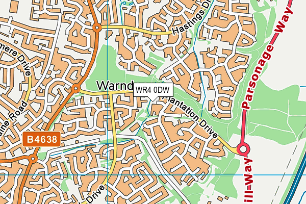WR4 0DW map - OS VectorMap District (Ordnance Survey)