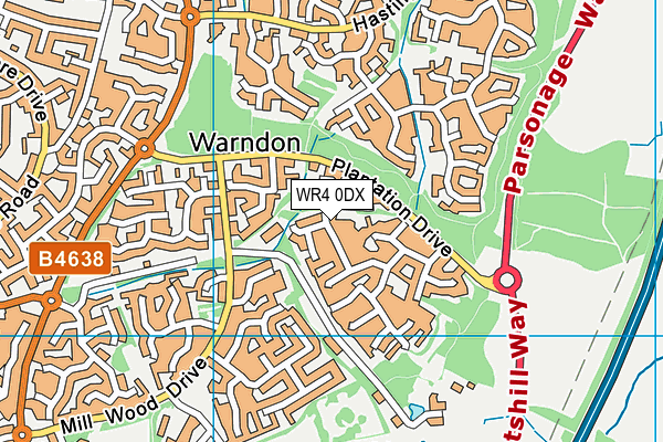 WR4 0DX map - OS VectorMap District (Ordnance Survey)