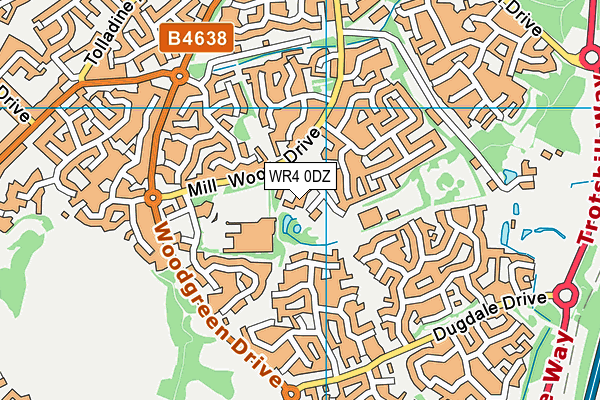 WR4 0DZ map - OS VectorMap District (Ordnance Survey)