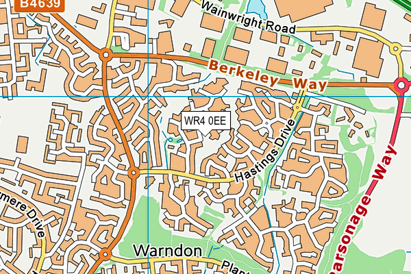 WR4 0EE map - OS VectorMap District (Ordnance Survey)