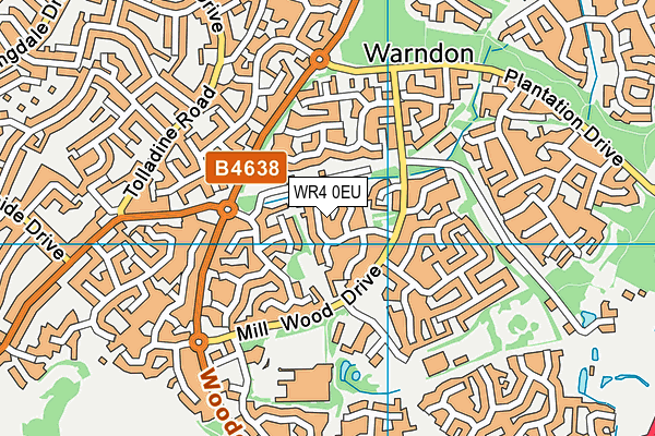 WR4 0EU map - OS VectorMap District (Ordnance Survey)