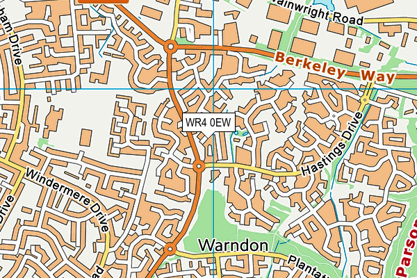 WR4 0EW map - OS VectorMap District (Ordnance Survey)