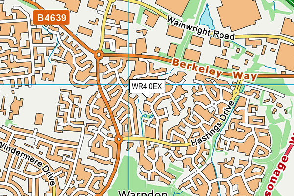WR4 0EX map - OS VectorMap District (Ordnance Survey)