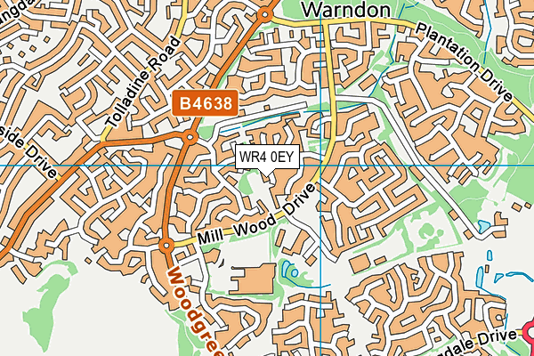 WR4 0EY map - OS VectorMap District (Ordnance Survey)