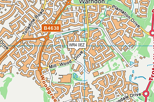 WR4 0EZ map - OS VectorMap District (Ordnance Survey)