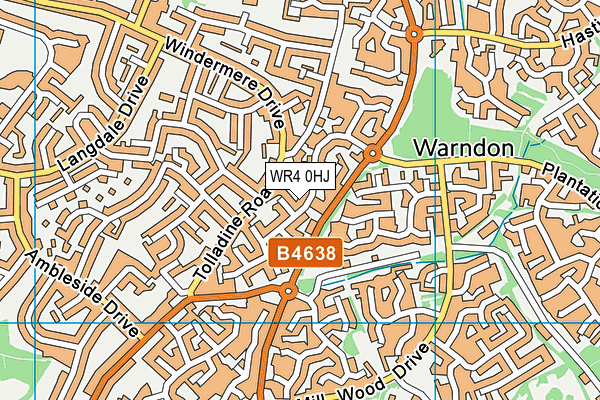WR4 0HJ map - OS VectorMap District (Ordnance Survey)