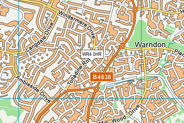 WR4 0HR map - OS VectorMap District (Ordnance Survey)