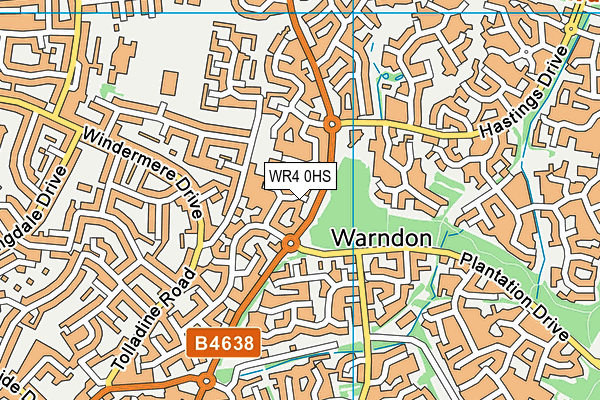 WR4 0HS map - OS VectorMap District (Ordnance Survey)