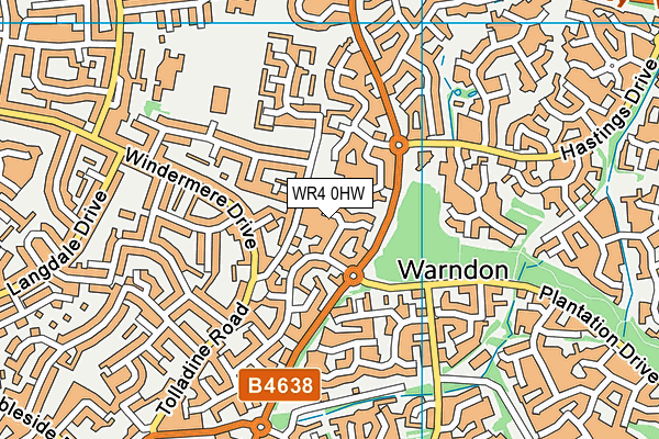 WR4 0HW map - OS VectorMap District (Ordnance Survey)