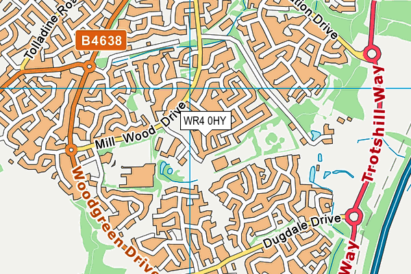 WR4 0HY map - OS VectorMap District (Ordnance Survey)