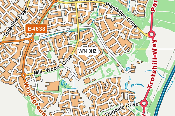 WR4 0HZ map - OS VectorMap District (Ordnance Survey)