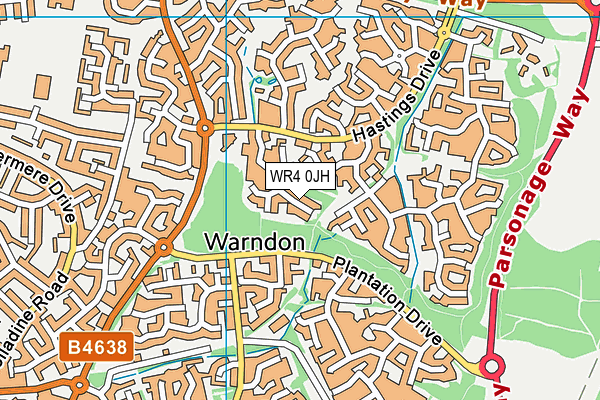 WR4 0JH map - OS VectorMap District (Ordnance Survey)