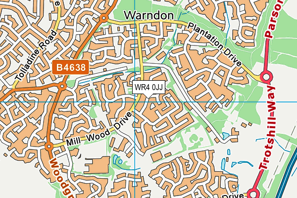 WR4 0JJ map - OS VectorMap District (Ordnance Survey)