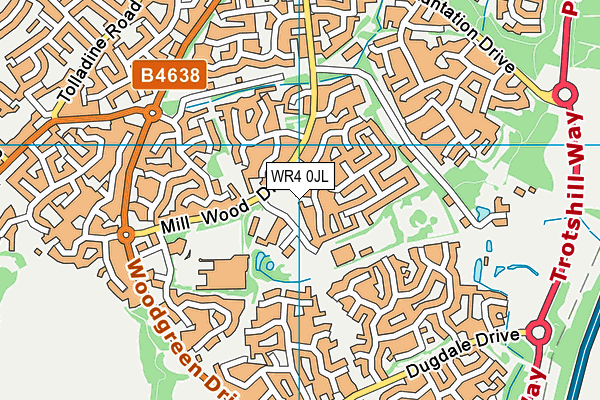 WR4 0JL map - OS VectorMap District (Ordnance Survey)