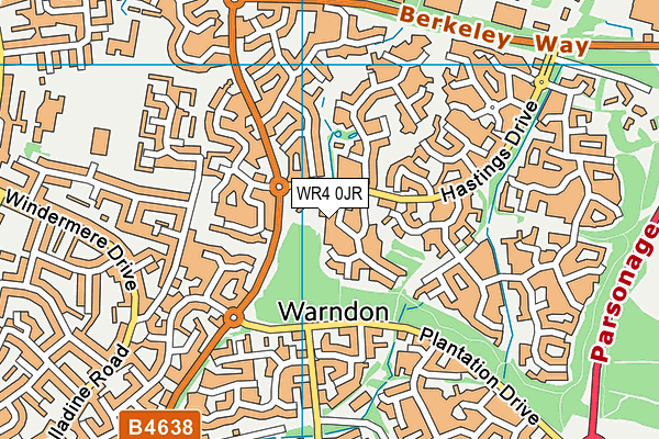 WR4 0JR map - OS VectorMap District (Ordnance Survey)