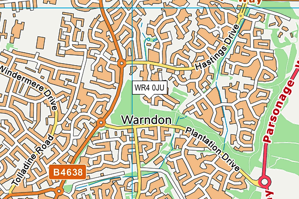 WR4 0JU map - OS VectorMap District (Ordnance Survey)
