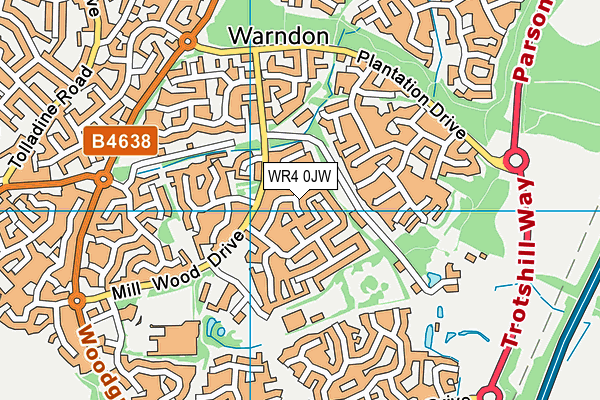 WR4 0JW map - OS VectorMap District (Ordnance Survey)