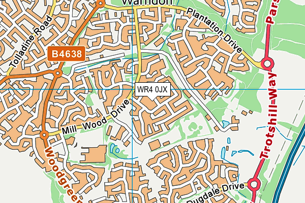 WR4 0JX map - OS VectorMap District (Ordnance Survey)