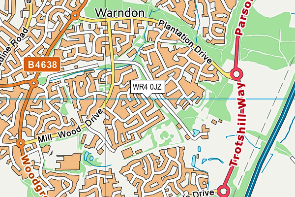 WR4 0JZ map - OS VectorMap District (Ordnance Survey)