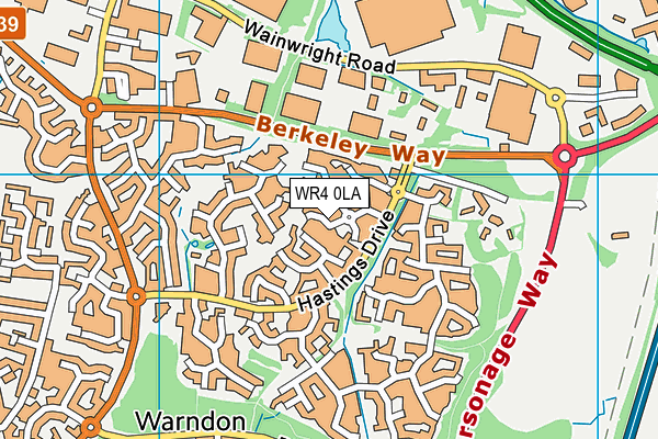WR4 0LA map - OS VectorMap District (Ordnance Survey)