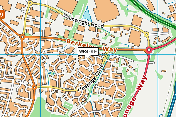 WR4 0LE map - OS VectorMap District (Ordnance Survey)