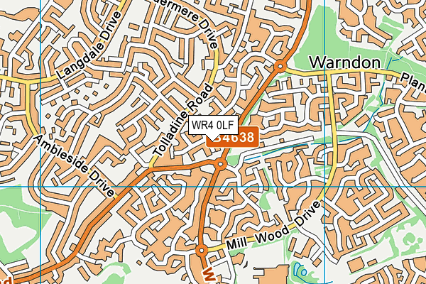 WR4 0LF map - OS VectorMap District (Ordnance Survey)